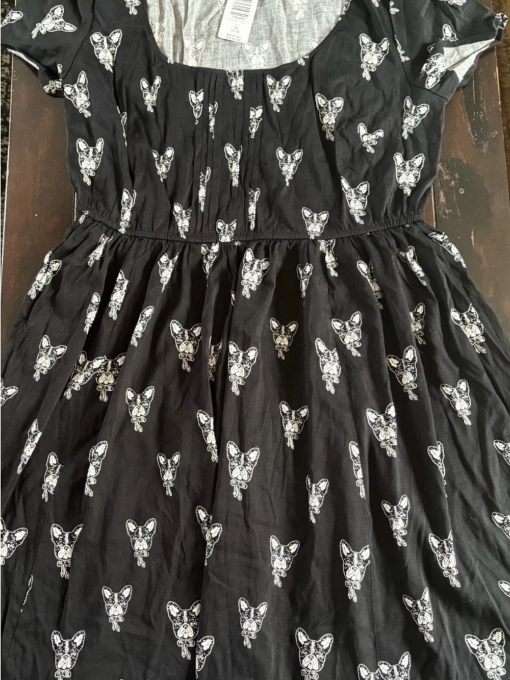 TORRID Mini Challis Skater Dress FRENCH BULLDOG Print Sz 1X NWT Stretch Rare